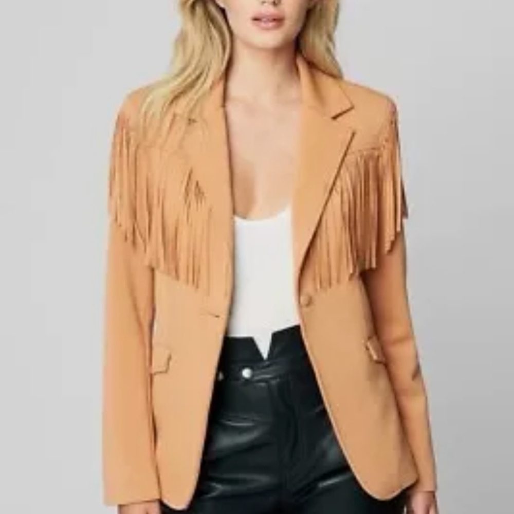 NWOT | Blank NYC | Tan Fringe Jacket | Sz Med